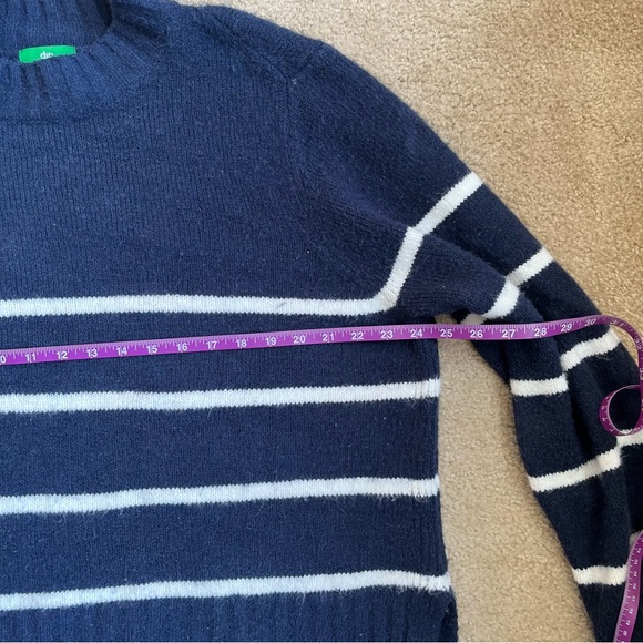 Dip Blue and White Striped Mock Neck Crop Cozy Sweater - Picture 6 of 10